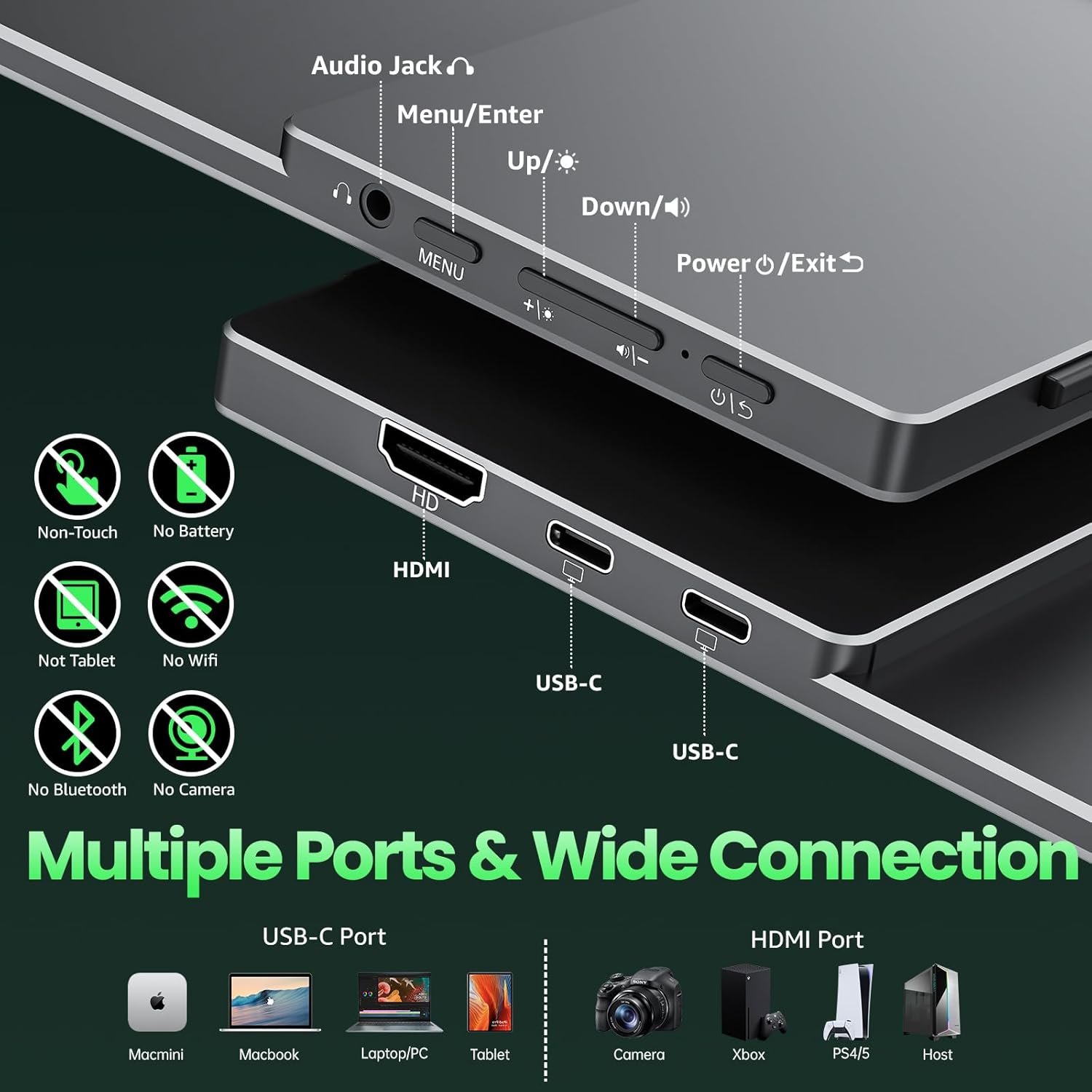 Портативний монітор 15.6'' Cocopar Y156FH7LS Full HD IPS 60 Гц Black, фото №4 Портативний монітор 15.6'' Cocopar Y156FH7LS Full HD IPS 60 Гц Black, фото №4