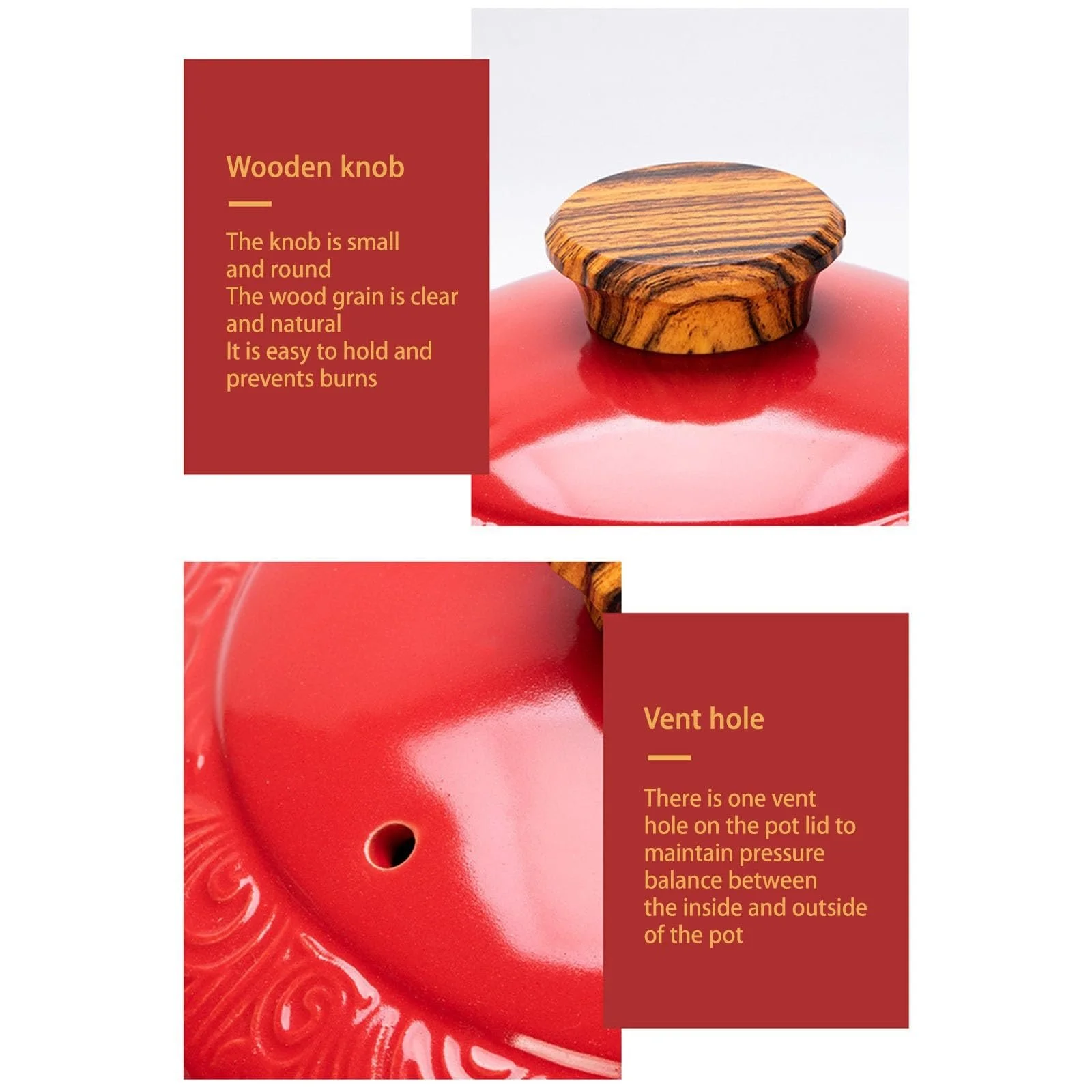 Керамічна каструля для запікання З кришкою Жаростійка Червона, фото №7