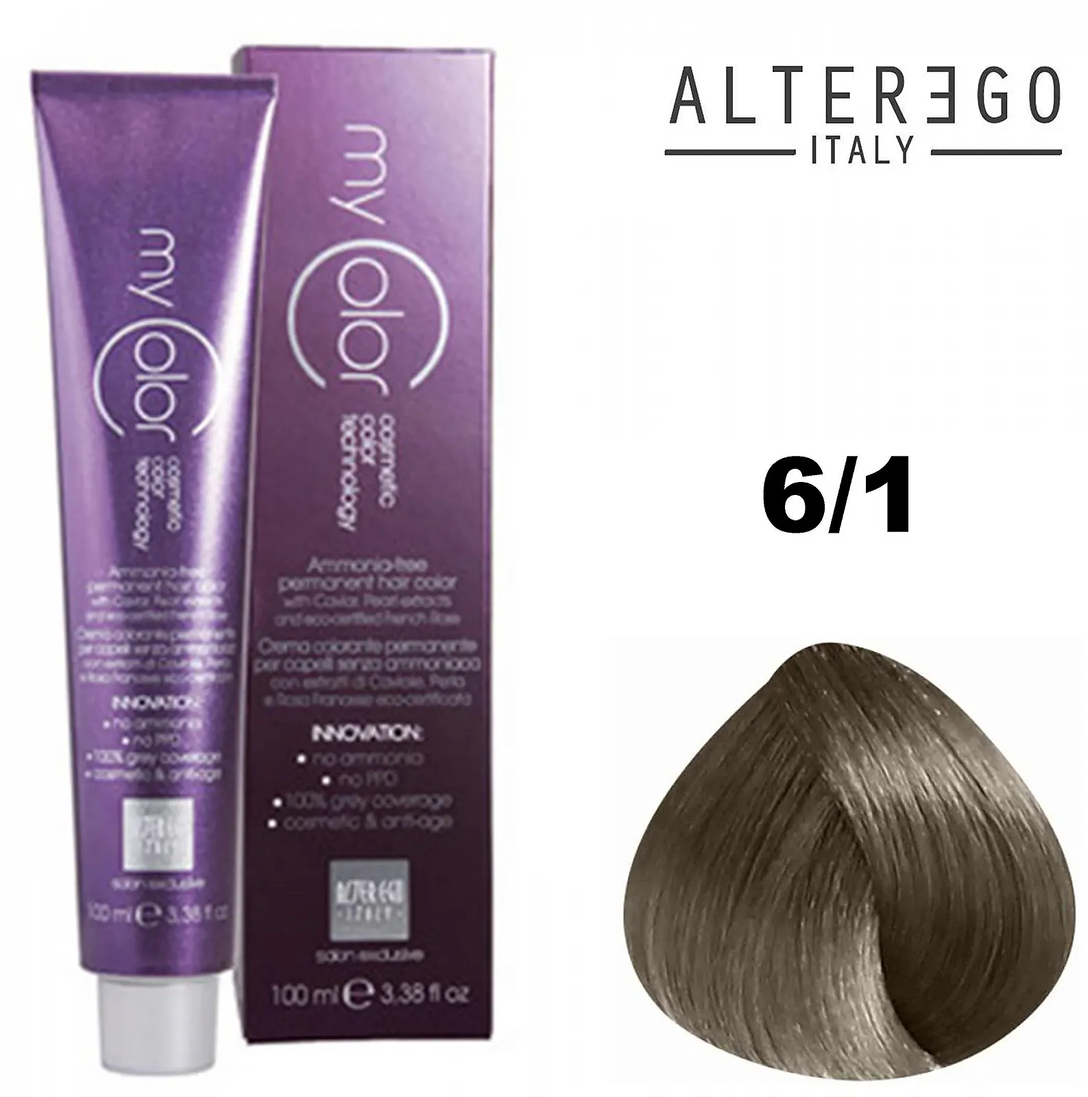 Фарба для волосся ALTEREGO AE My Colour 100 мл 6/1, фото №1 Фарба для волосся ALTEREGO AE My Colour 100 мл 6/1, фото №1
