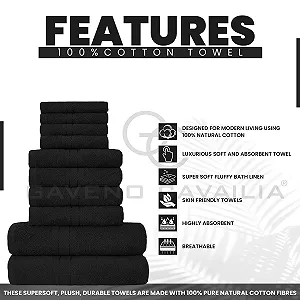 Набір рушників для ванної GC GAVENO CAVAILIA SOFT TOWELS 10 предметів преміум-класу 450 GSM чорні synthetic.ua - Фото 1