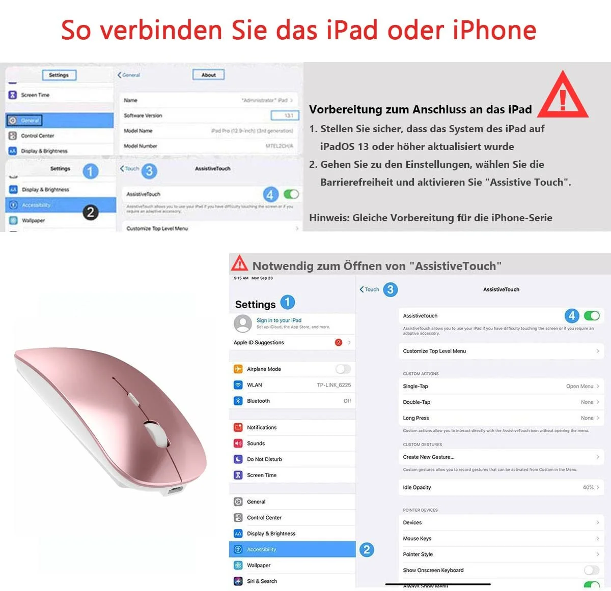 Мышь LEAPEST Беспроводная Bluetooth USB-C адаптер 2.4GHz Розовое золото, фото №5