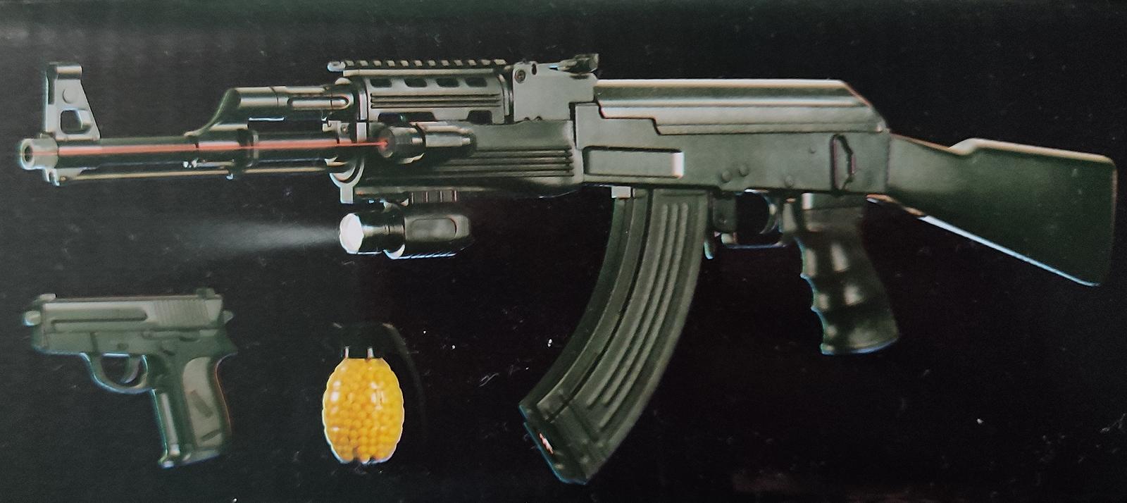 Игручешный Автомат Калашникова АК-47 Tactical Аккумуляторный Cyma Фонарик ЛЦУ + Пистолет кал. 6 мм Black, фото №7