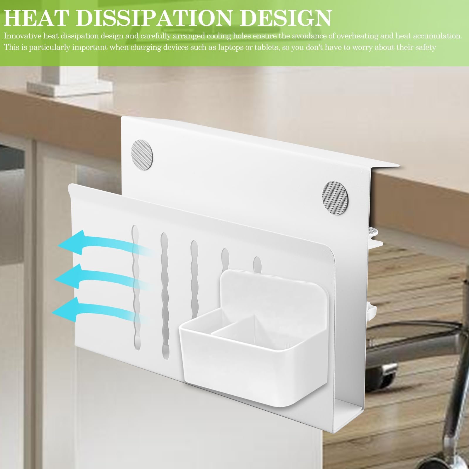 Настольный органайзер с держателем для ручек и держателем для ПК, для устройств толщиной до 4 см, идеально подходит для офиса и домашнего офиса (черный), фото №6