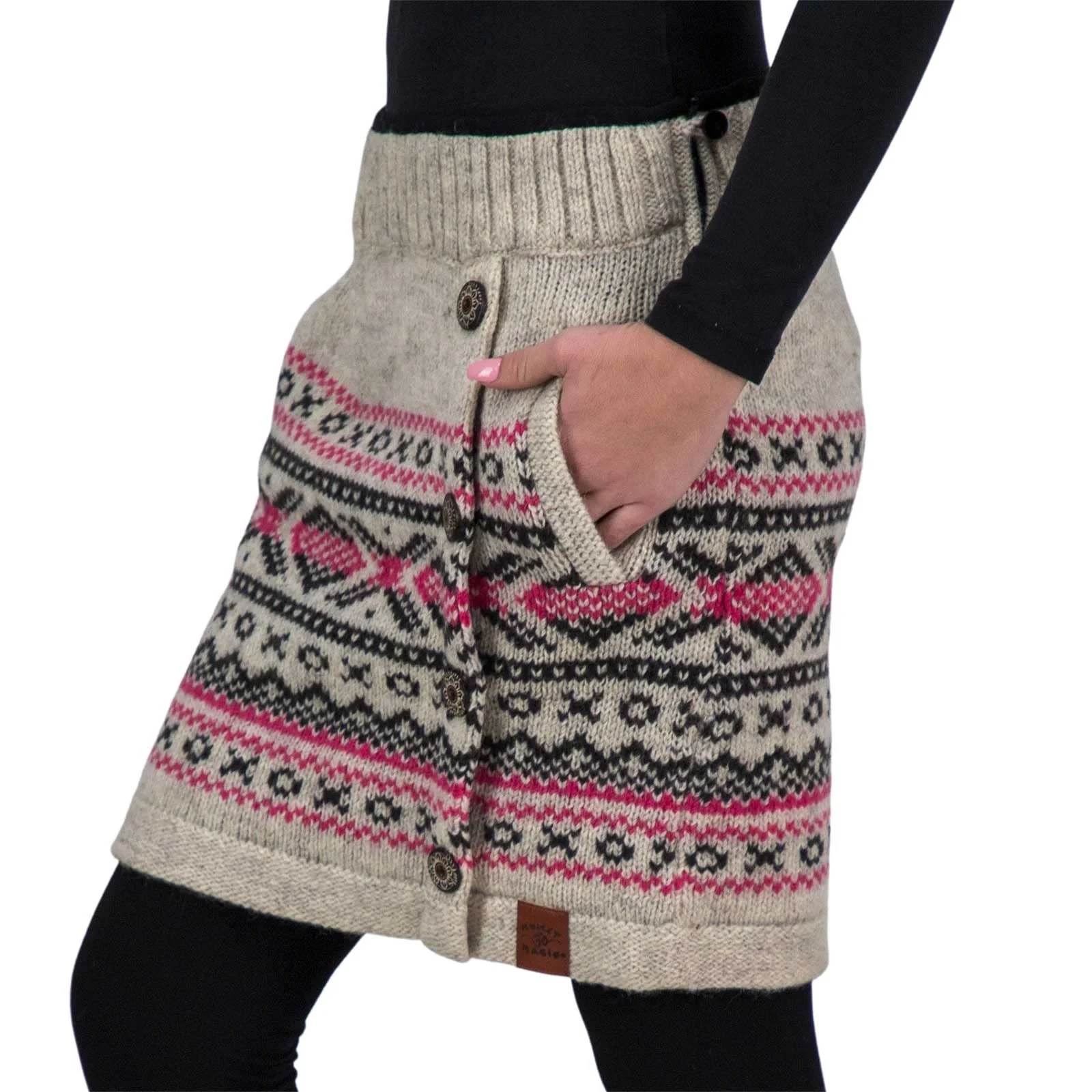 В'язана Спідниця з візерунками в скандинавському стилі, коротка, на вовняній підкладці, бохо, різнобарвна, фото №2