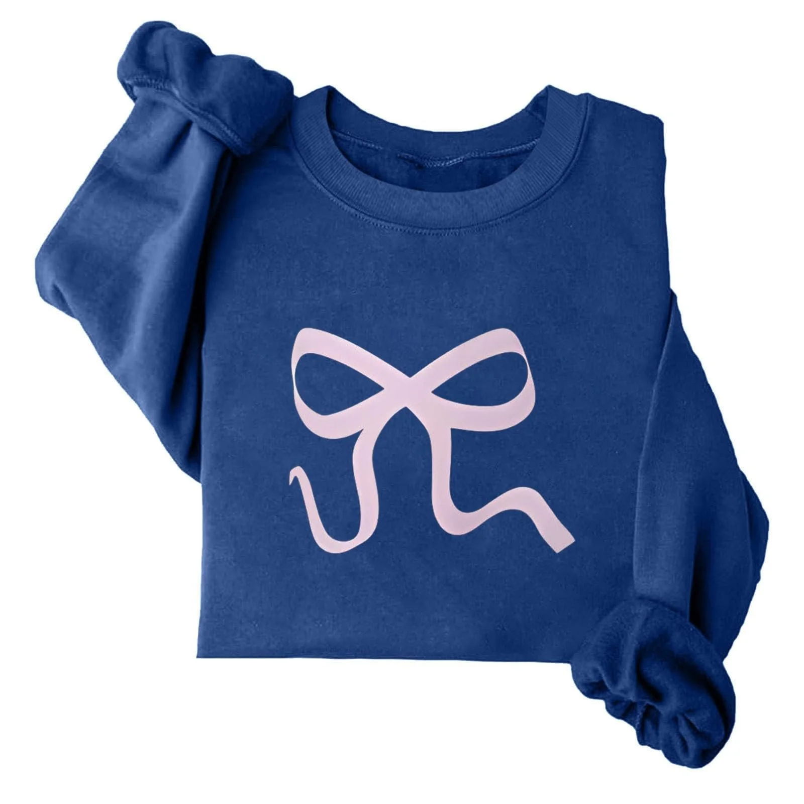 Женский свитшот Komiseup Basic с круглым вырезом, длинными рукавами, оверсайз, Y2K, пуловер без капюшона, модный принт с лентами, удлиненная рубашка, повседневный леопардовый принт, хлопковая спортивная рубашка для девушек-подростков, Streetwear 06, фото №4