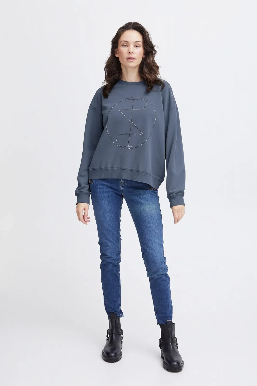 Женская толстовка Pulz Jeans PZMALLIE LS, пуловер, круглый вырез горловины, 65% хлопок, 35% полиэстер, свободный крой, фото №3