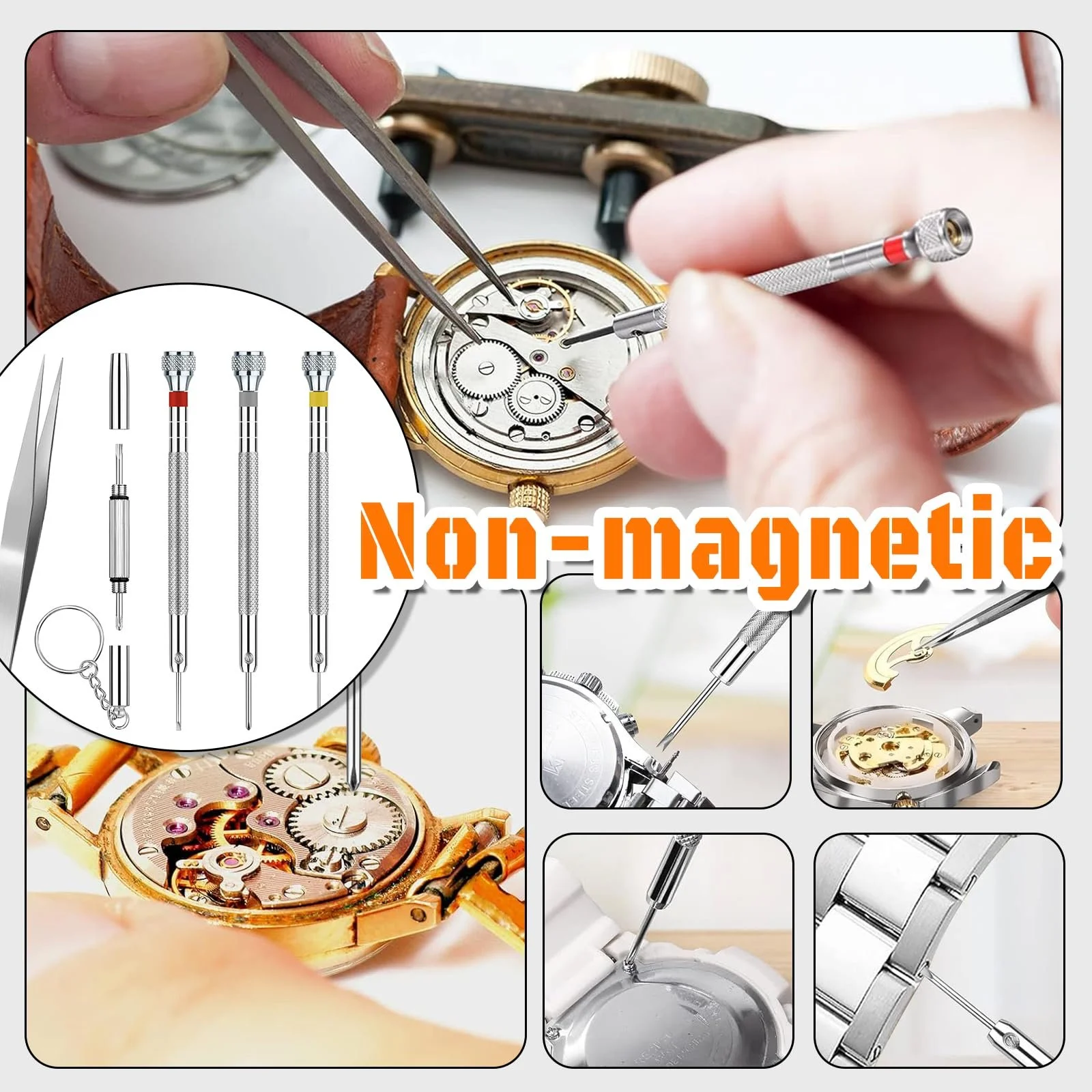 Набір викруток NOCHME 6 шт. професійний набір для ремонту годинників для зняття задньої кришки, заміна браслетів, батарей, скла, фото №4