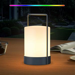 Настільна LED лампа для вулиці акумуляторна бездротова металевий каркас IP44 диммована 8-10 год RGB USB-C зарядка - Фото 1