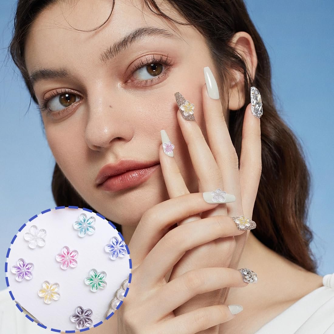 3D Цветок Без бренда Без серии Без модели 9 x 9 мм Разноцветный, набор 50 шт., фото №5