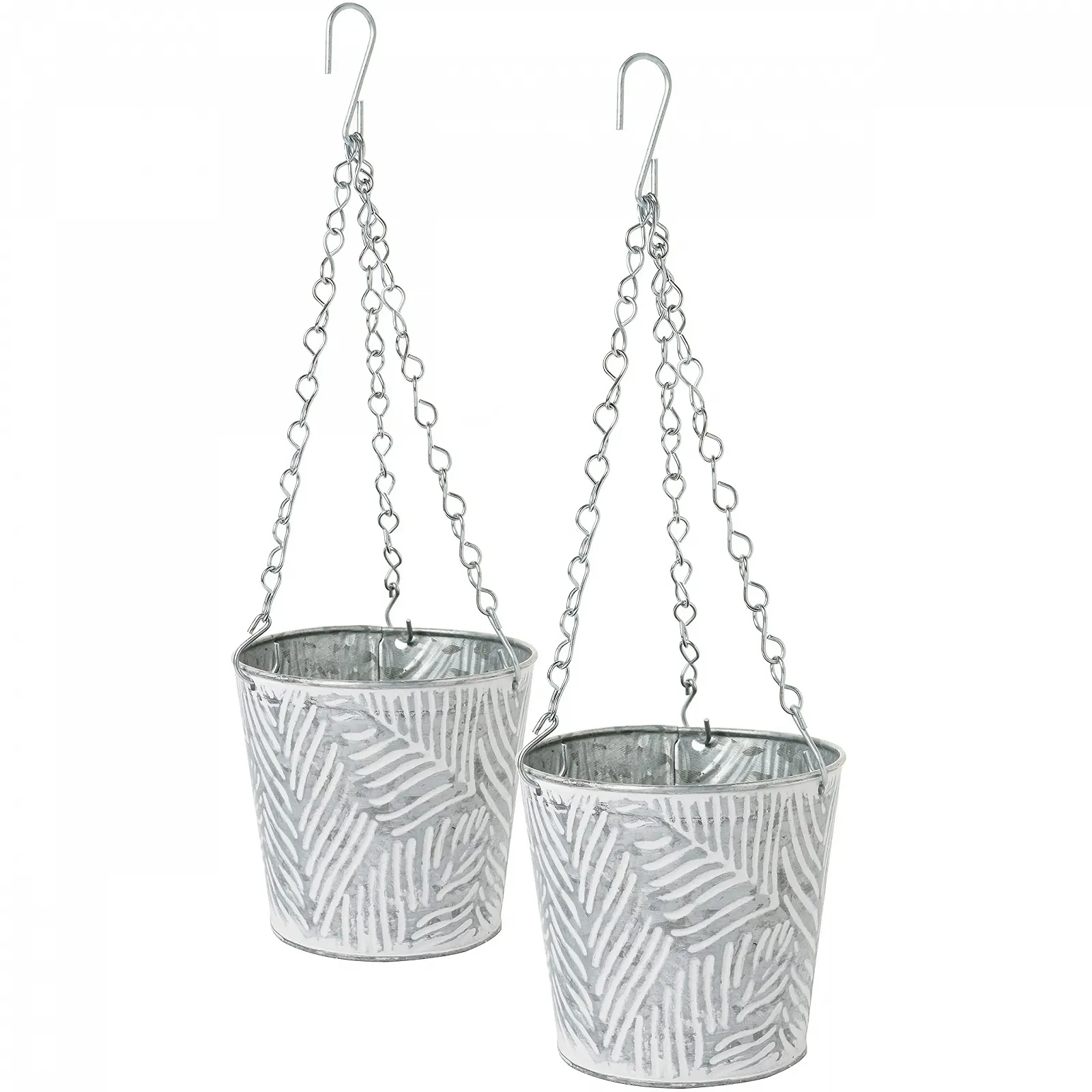 Підвісний кошик Набір 2 шт. Оцинкована сталь 3D дизайн пальмове листя Атмосферостійкий, фото №1