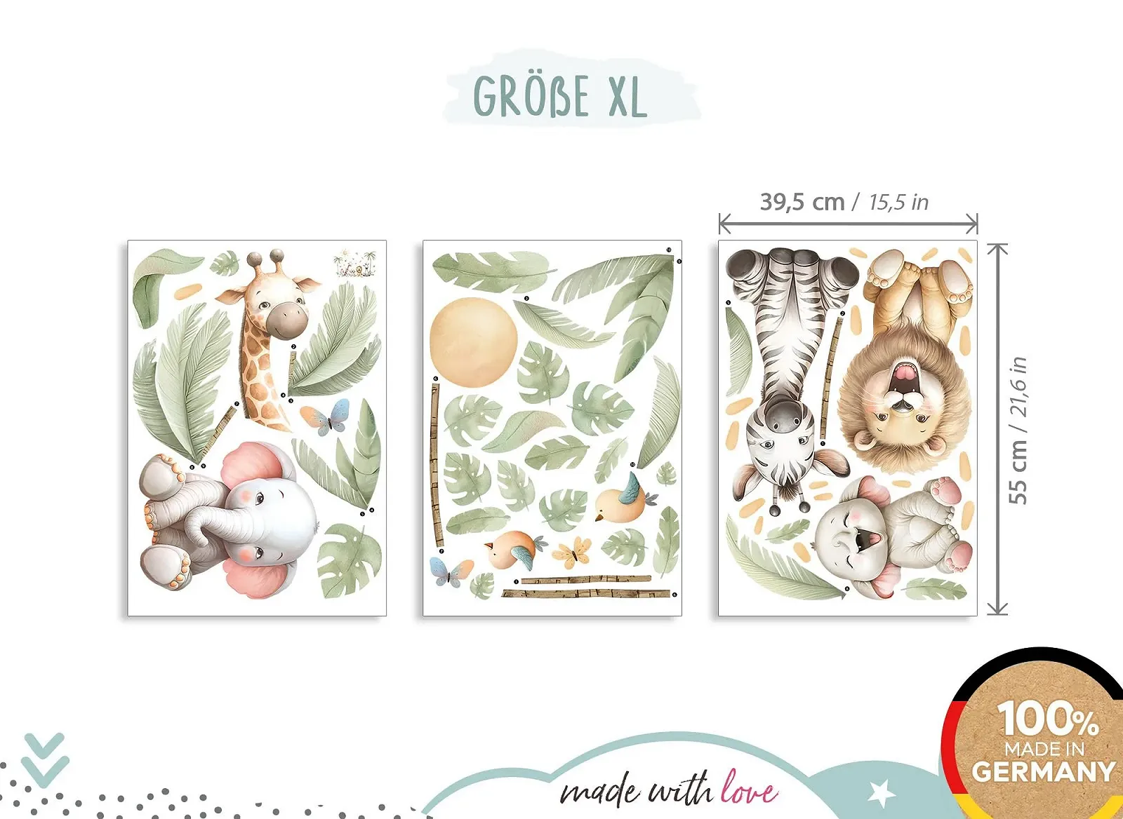 Наклейка на стену Little Deco DL5064 Safari Animals Лев Слон, фото №4