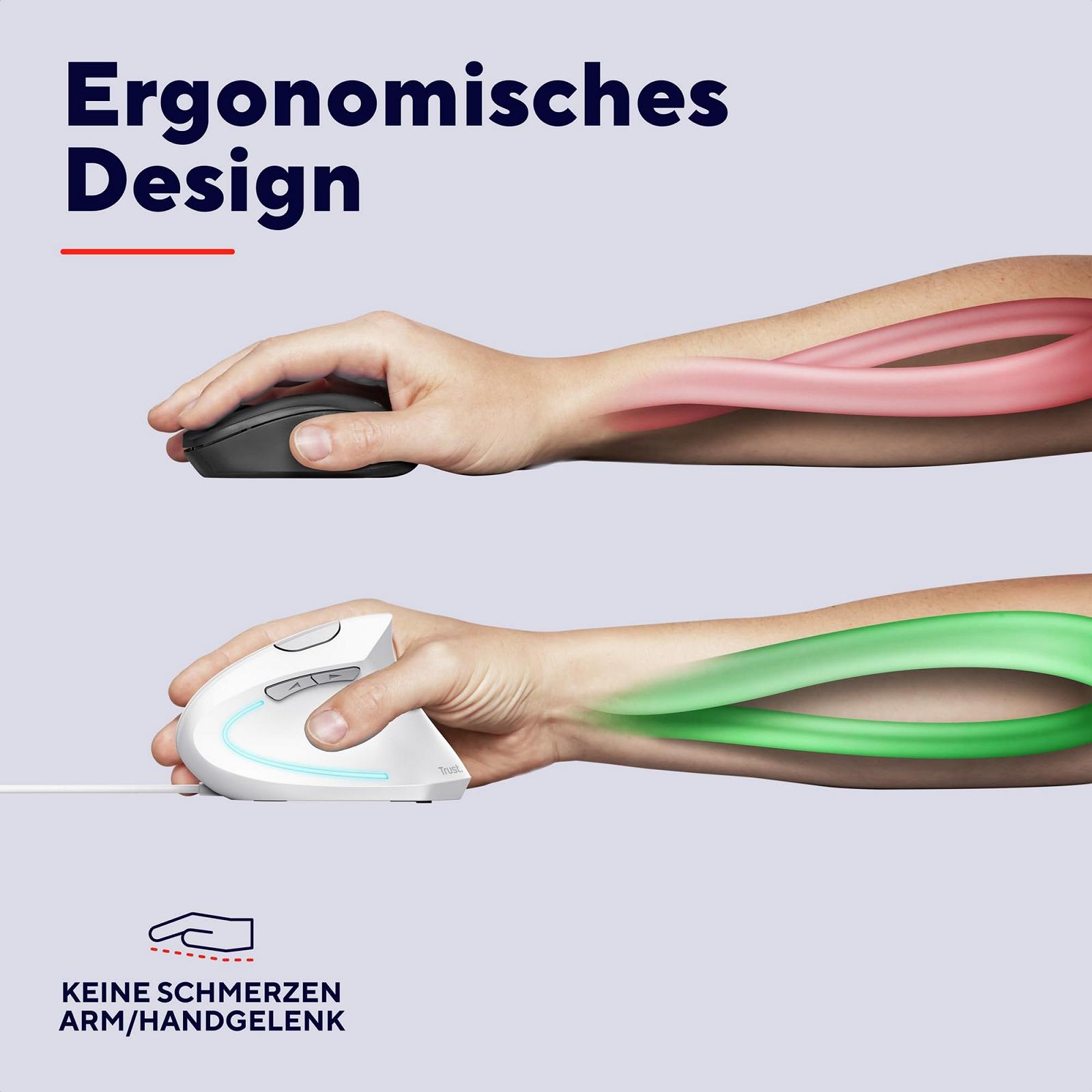 Мышь Trust Verto вертикальная, 1000/1600 DPI, LED подсветка, с кабелем для правшей, фото №3