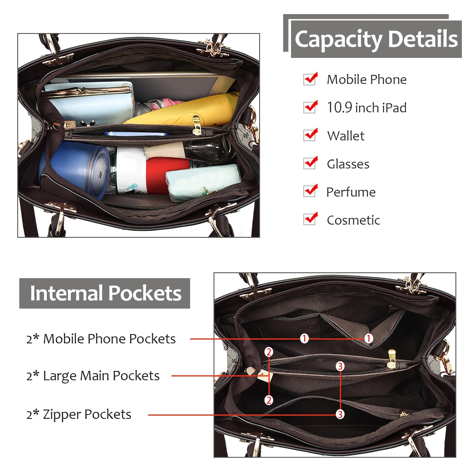 Сумка з верхньою ручкою FORRICA L-DK Сіра, фото №4