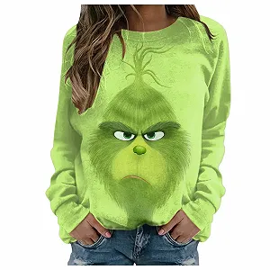 Рождественский свитер, женский смешной рождественский свитшот с принтом Санты, женский рождественский джемпер, рождественский джемпер с длинным рукавом, рождественский мотив, рождественский джемпер с круглым вырезом, женские топы, зимняя блузка - Фото 1