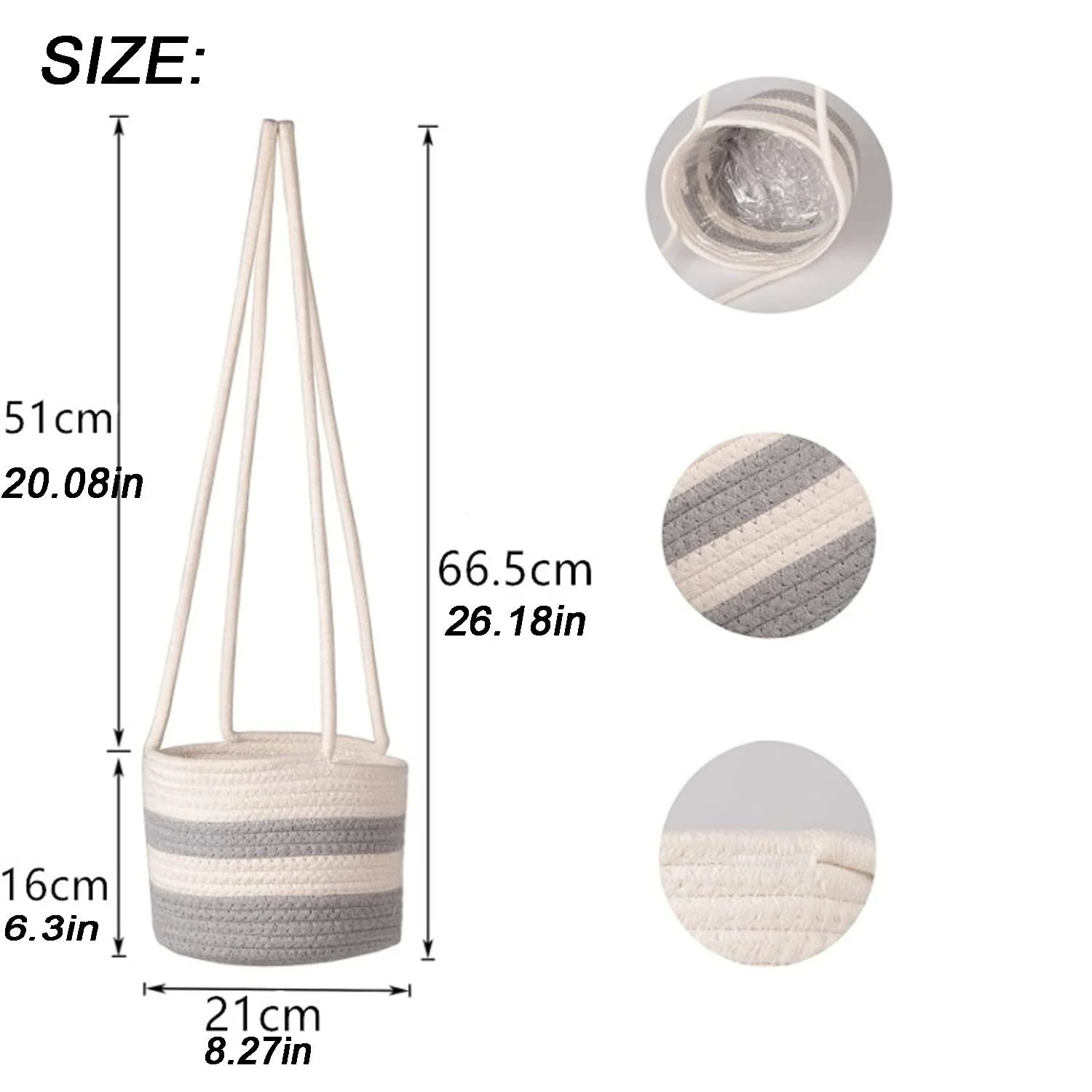 Підвіс для рослин макраме Ручна робота Бавовняна мотузка Декоративний, фото №2