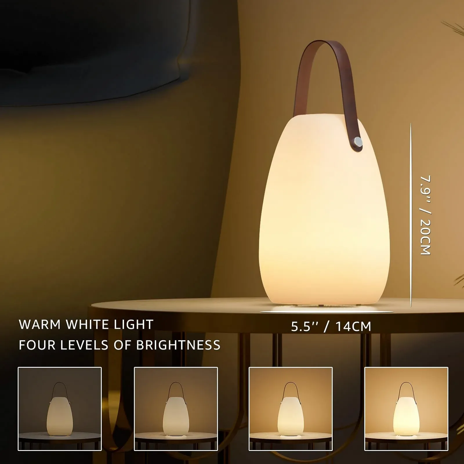 Вулична настільна лампа FUYO Smooth LED Battery 8 Colors Dimmable Leather Handle Warm White, фото №3