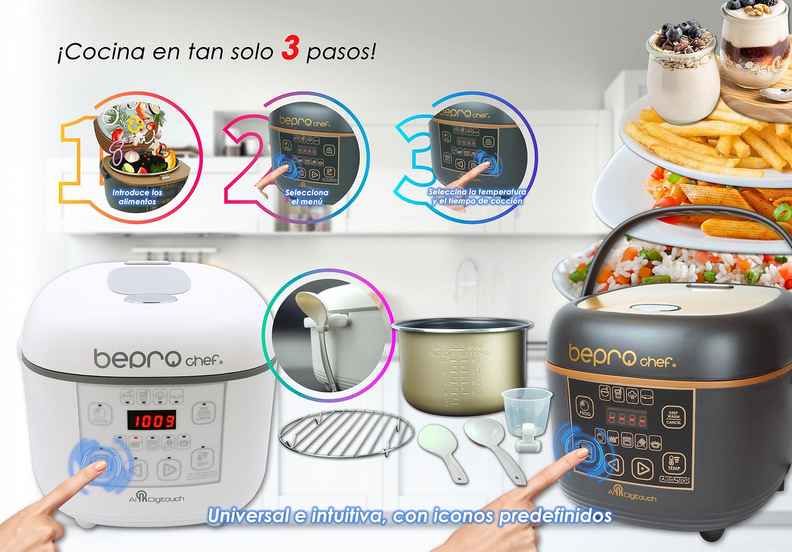 Мультифункціональна Мультиварка Bepro CHEFF AIDIGITOUCH з сенсорним управлінням, білий, фото №6