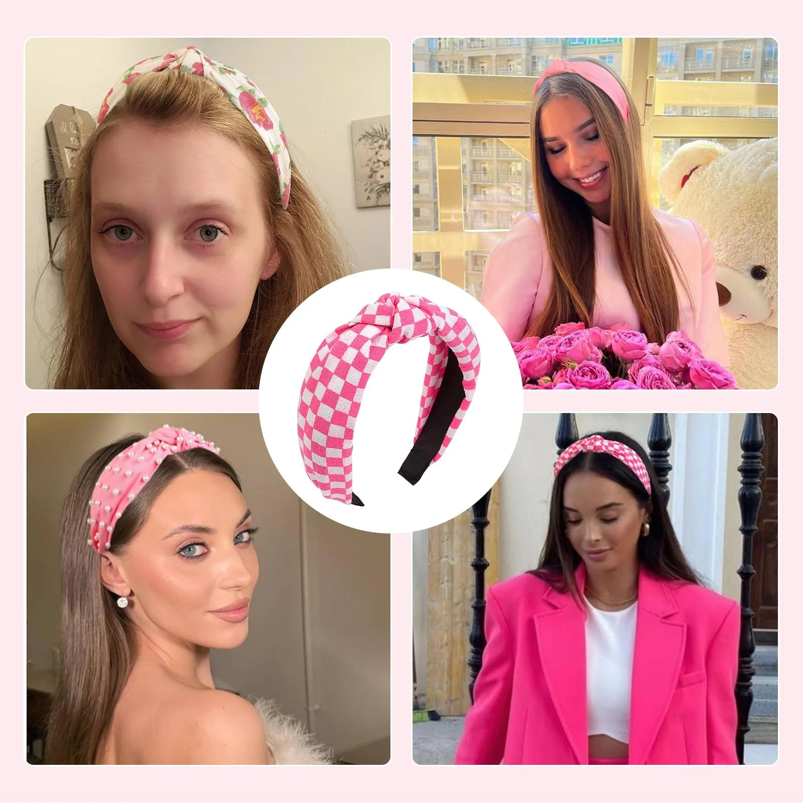 Обруч Рожевий Квітковий візерунок, 4 шт, фото №7 Обруч Рожевий Квітковий візерунок, 4 шт, фото №7