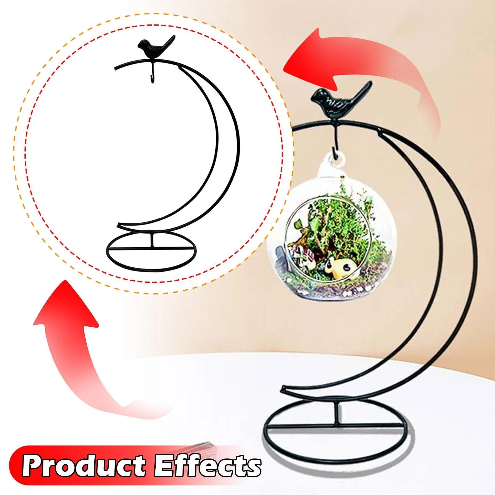 Підставка для мікроландшафтної пляшки металева настільна 15х35 см Чорний, фото №6 Підставка для мікроландшафтної пляшки металева настільна 15х35 см Чорний, фото №6