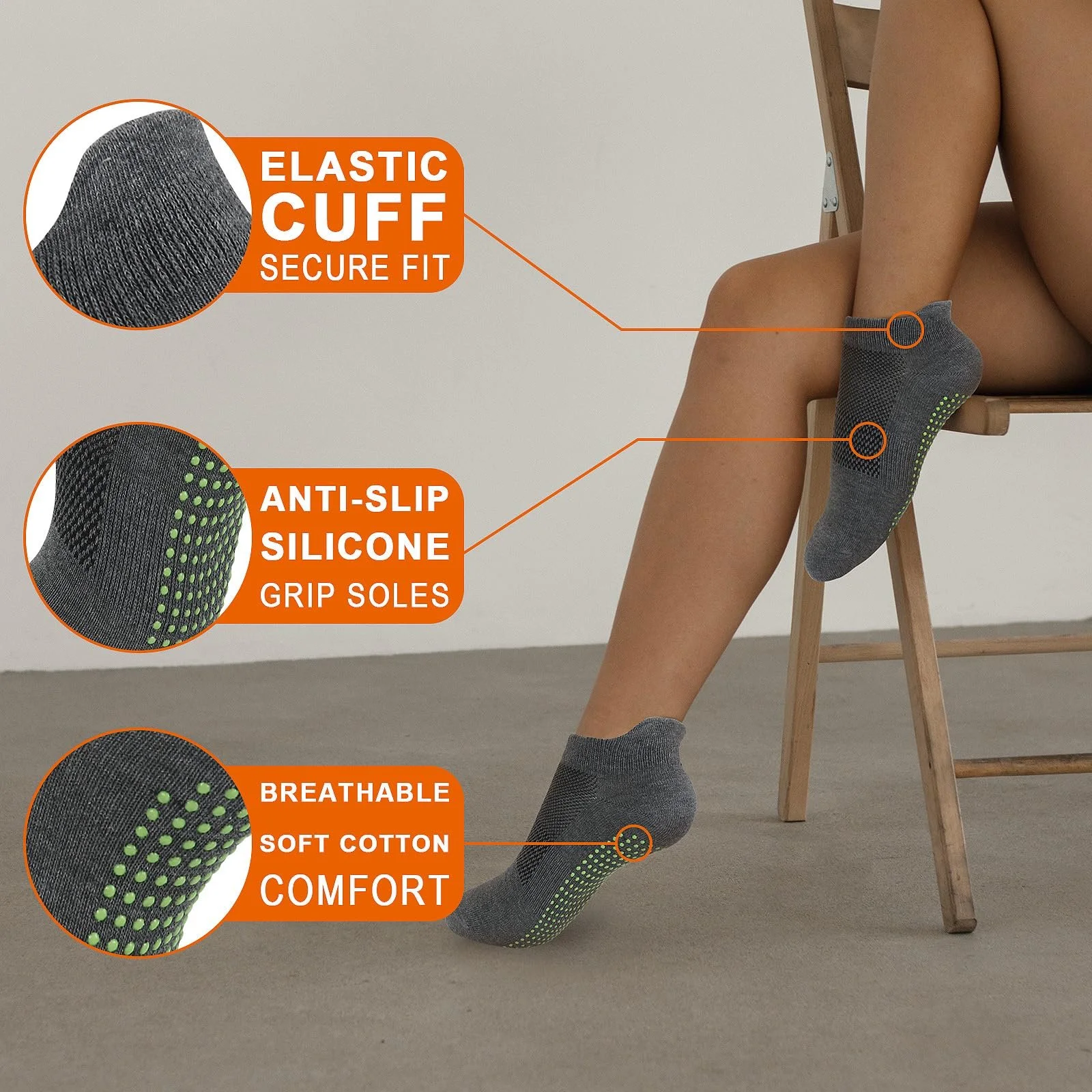 Жіночі шкарпетки Stopper для йоги та пілатесу, нековзні, 3 пари, фото №3 Жіночі шкарпетки Stopper для йоги та пілатесу, нековзні, 3 пари, фото №3