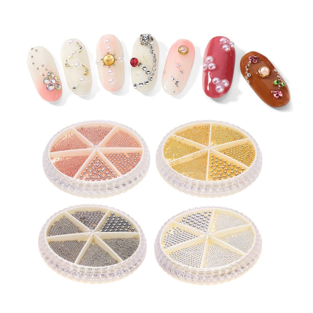 Набор для ногтей DIY 4 шт., украшения, жемчуг для маникюра, стальные металлические шарики, фото №9
