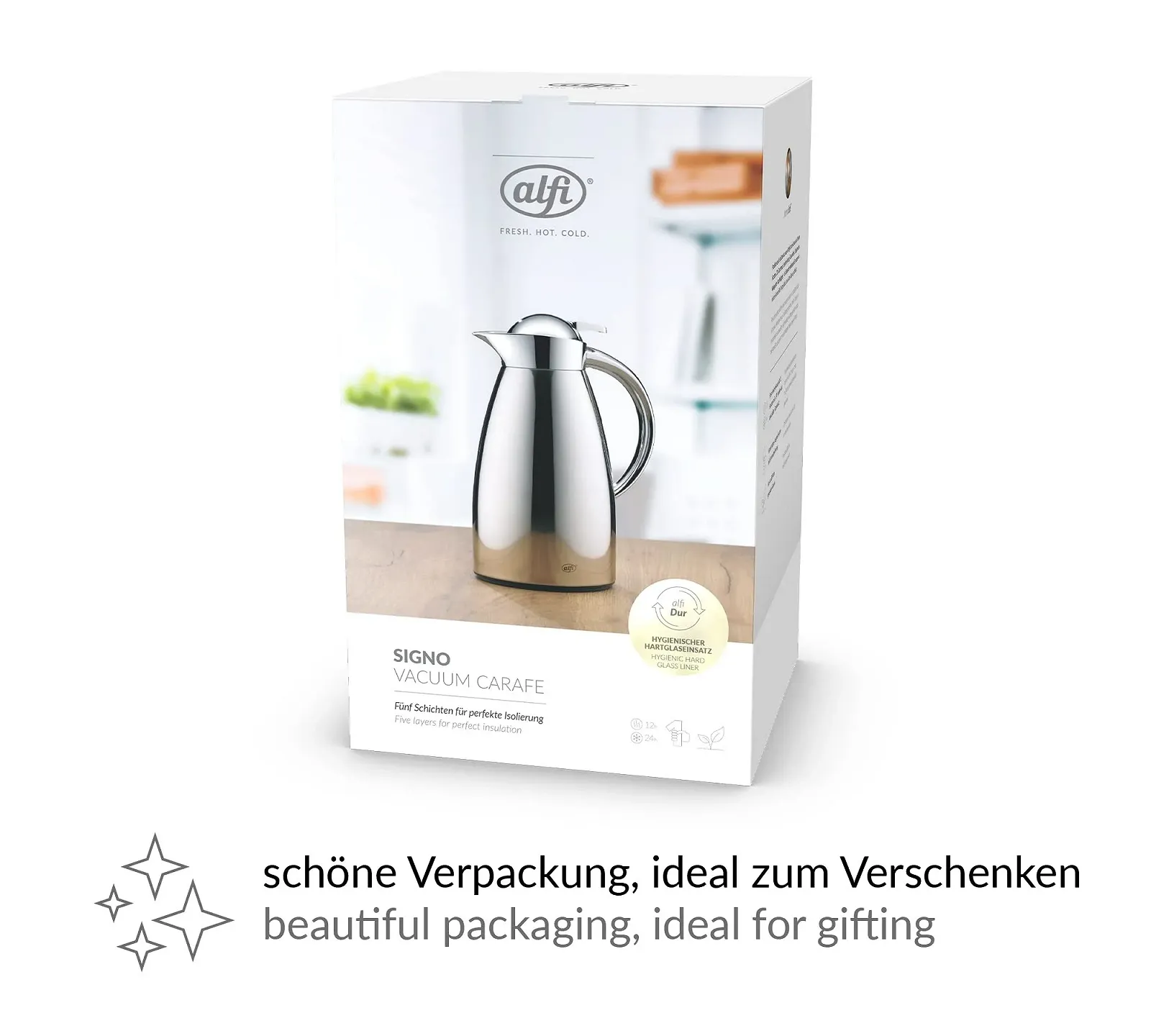 Термос-кавник Alfi Signo 1.0 л, з нержавіючої сталі, з гігієнічною вставкою із загартованого скла, фото №3 Термос-кавник Alfi Signo 1.0 л, з нержавіючої сталі, з гігієнічною вставкою із загартованого скла, фото №3