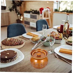 Кастрюля Zerodeko керамическая термостойкая коричневая с эргономичной ручкой synthetic.ua - Фото 1