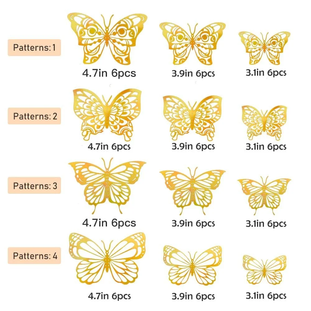 Декоративні наклейки на стіну Метелики 3D 72 штуки для декору кімнат та тортів, фото №3