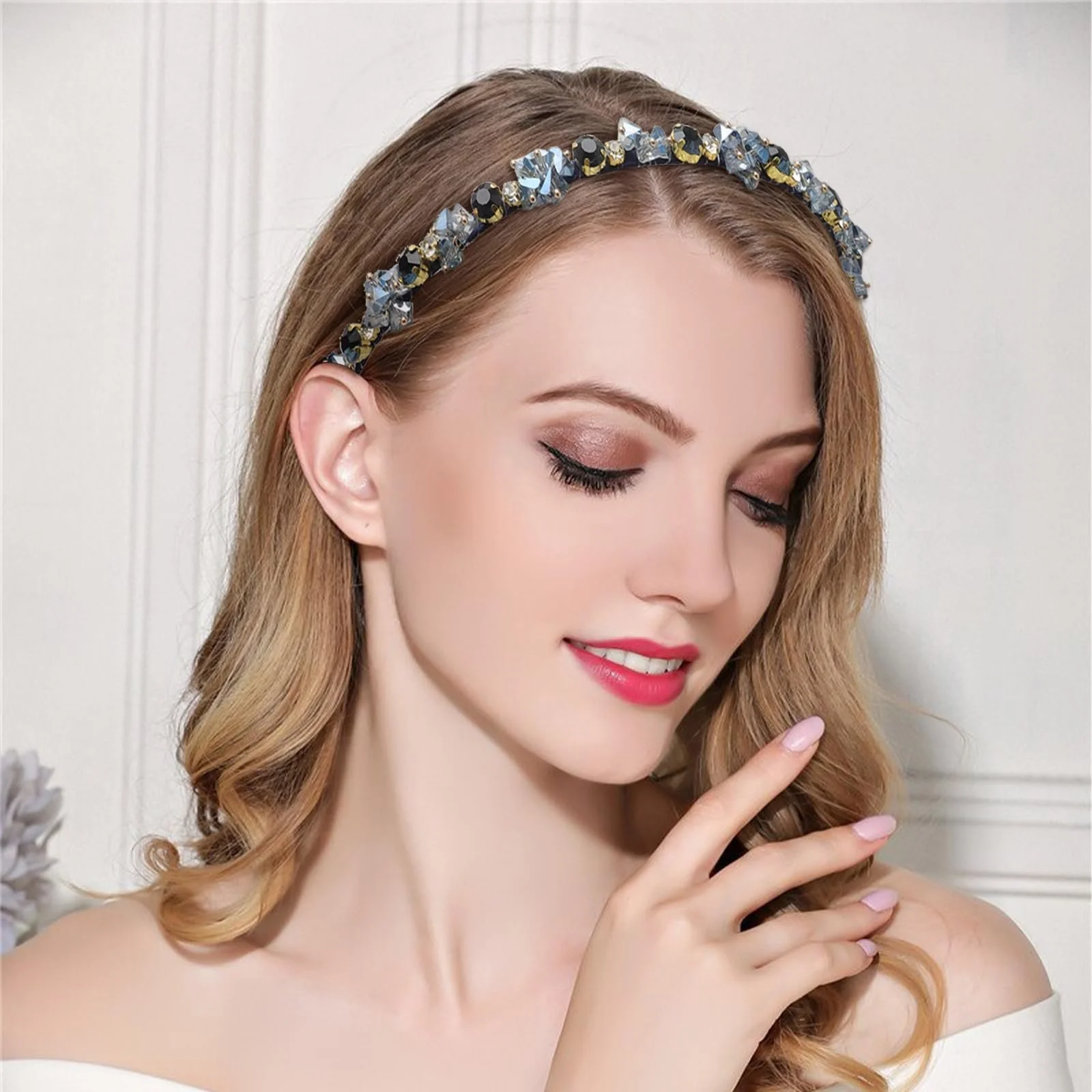 Обруч Ретро Стрази Жіночий, 3 шт., Кришталеві намистини, фото №5