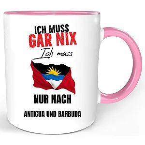 Кружка ANGOLA со смешной надписью ANGOLA Ich Muss Gar Nix Ich Muss Nur Nach ANGOLA Розовый - Фото 1
