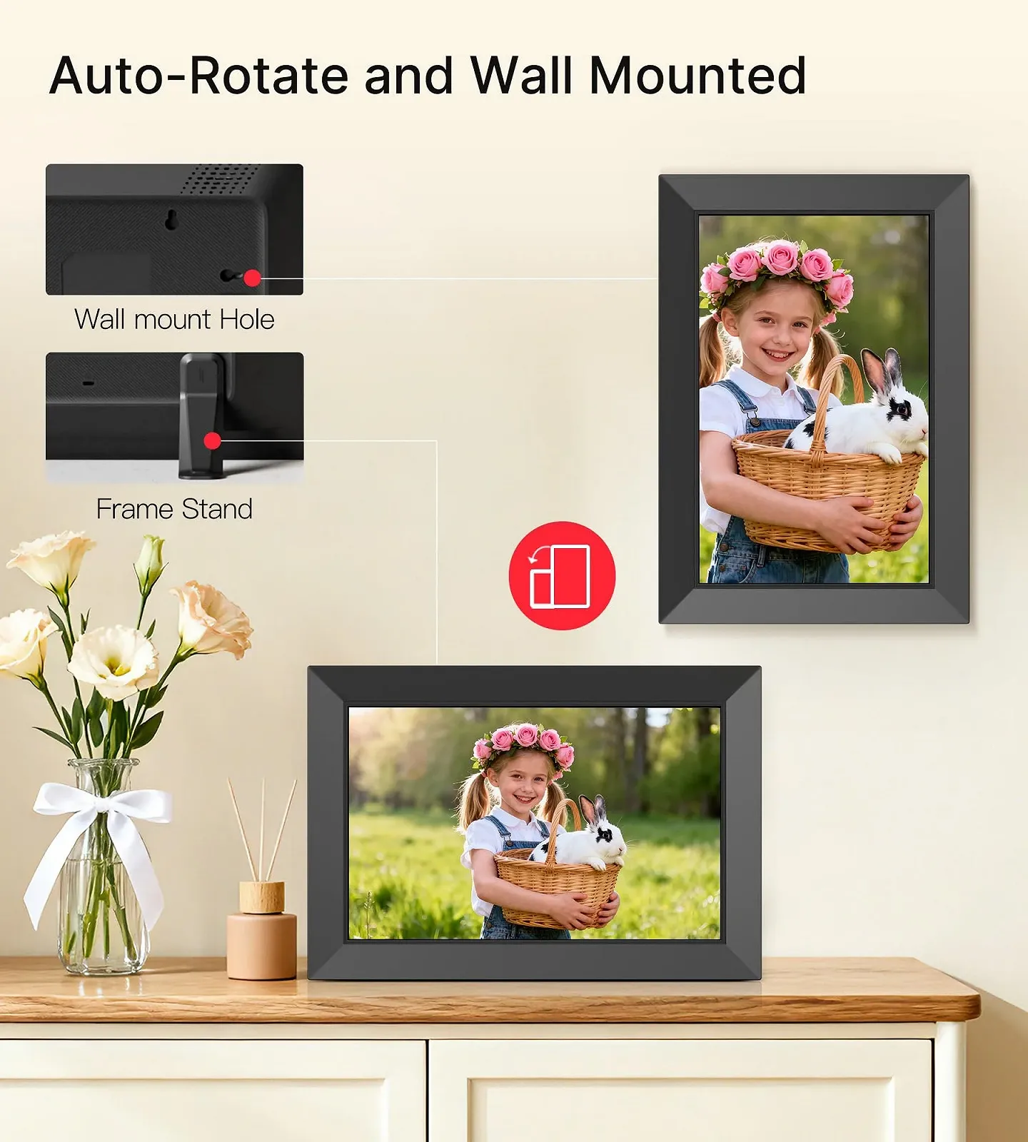 Цифровая фоторамка BIGASUO Frameo 10.1 дюйма WiFi 1280 x 800 HD IPS Touchscreen 32 GB Автоматический поворот Настенная, фото №9