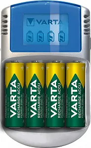 Зарядний пристрій VARTA з 4 x AA 2600 mAh, LCD, з USB кабелем та 12 V адаптером - Фото 1