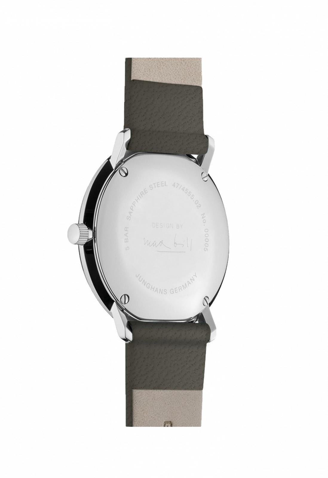 Жіночий годинник JUNGHANS Max Bill 47/4555.02, шкіряний ремінець, сіро-рожевий, сріблястий, класичний, фото №3