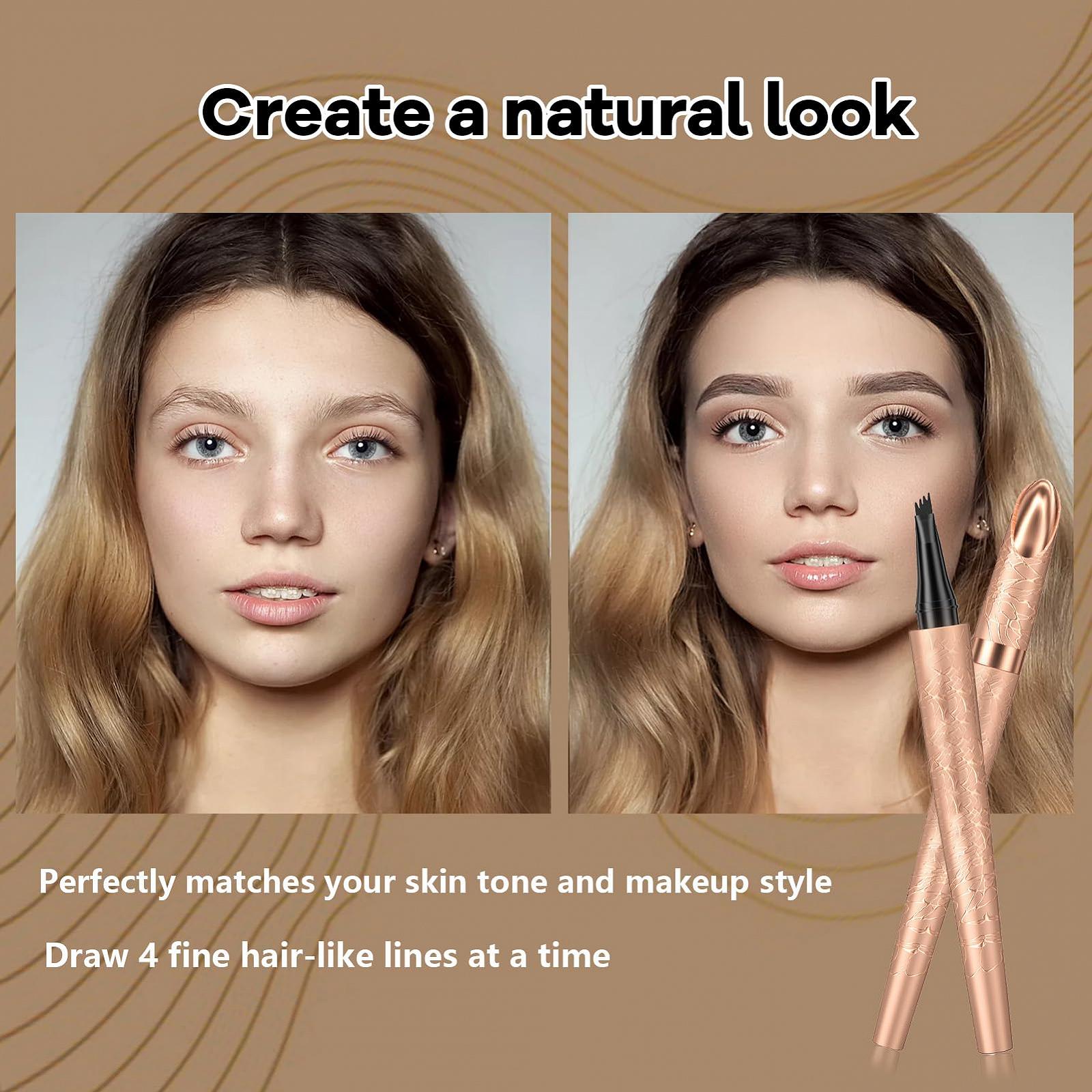 Олівець для брів LEWBDF Waterproof 3D Microblading Magic Eyebrow Pencil 4 Fork Tip Applicator 2 шт, фото №6