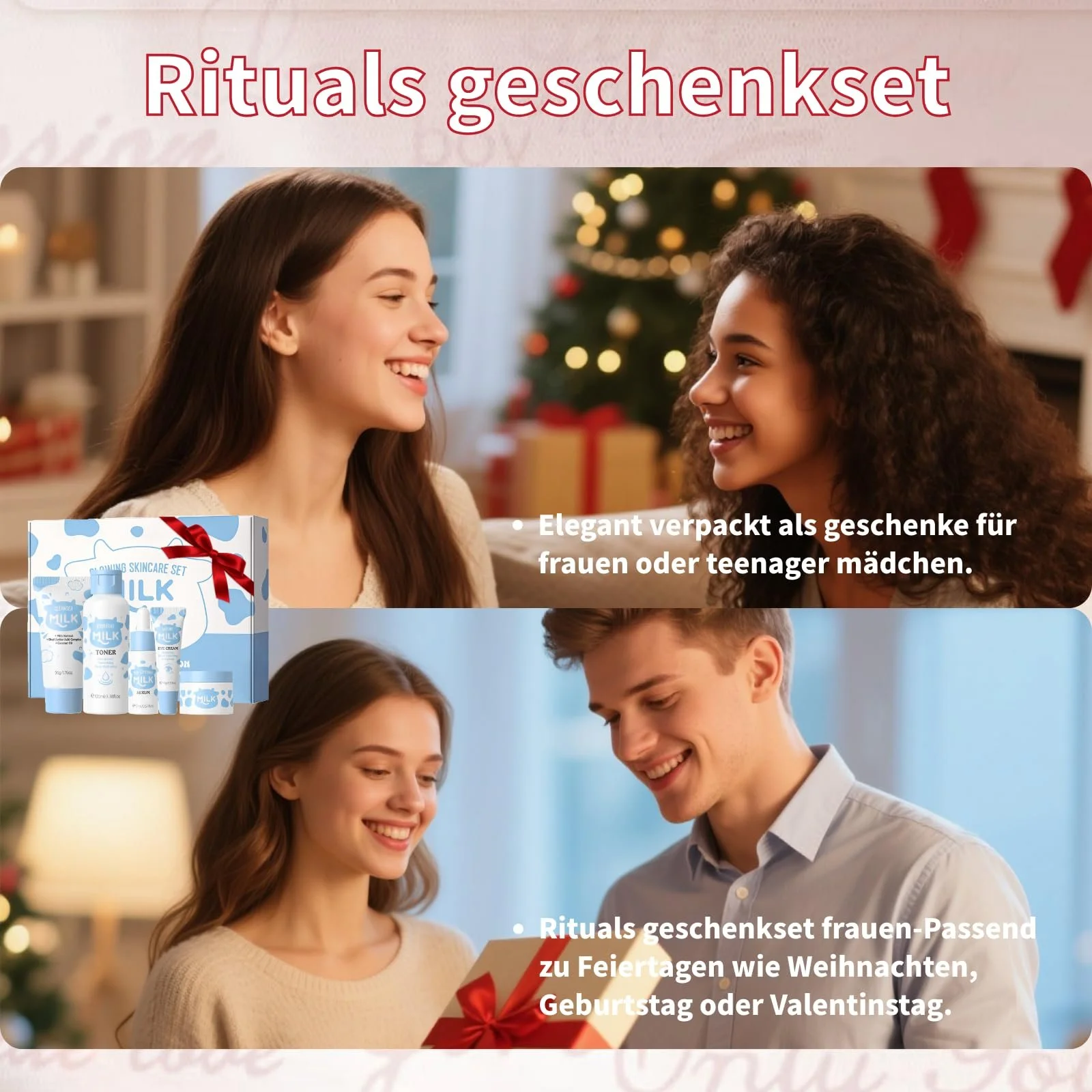 Набір для догляду за шкірою обличчя з молоком Зволожувальний подарунковий набір для жінок, фото №7