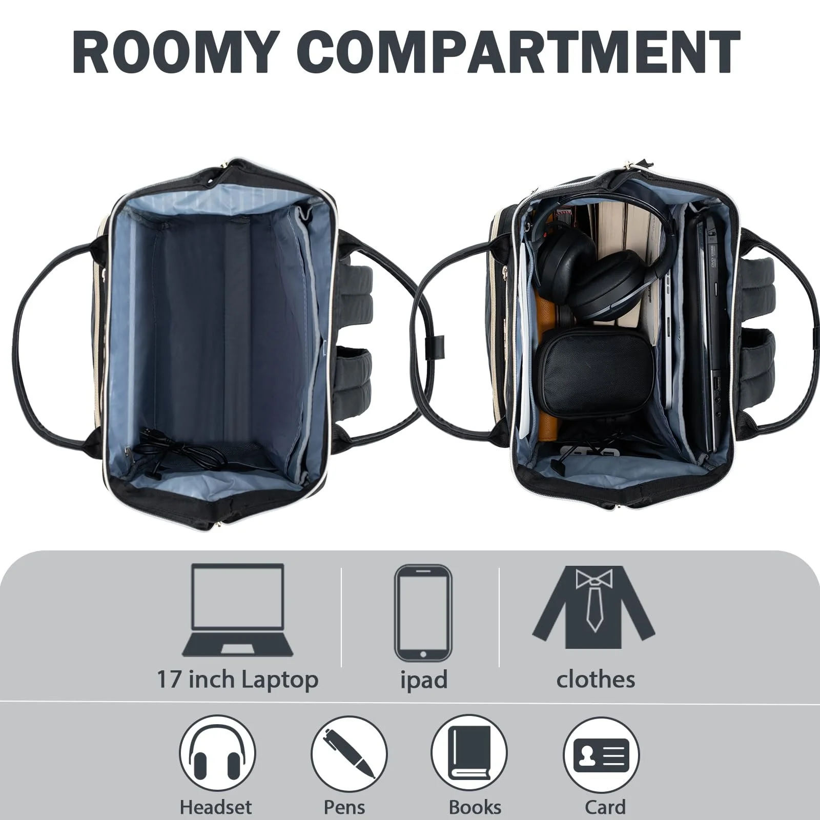 Рюкзак для ноутбука KROSER Business Travel 17" водонепроницаемый с защищенным отделением USB RFID Черный стеганый, фото №4 Рюкзак для ноутбука KROSER Business Travel 17" водонепроницаемый с защищенным отделением USB RFID Черный стеганый, фото №4