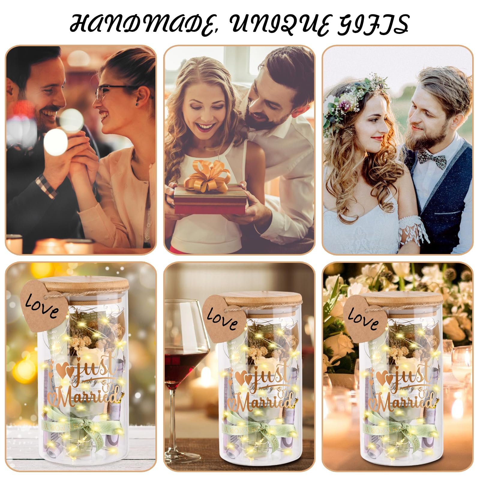 Свадебные подарки для жениха и невесты, светодиодная подсветка Just Married, засушенные цветы, подвеска, фото №5