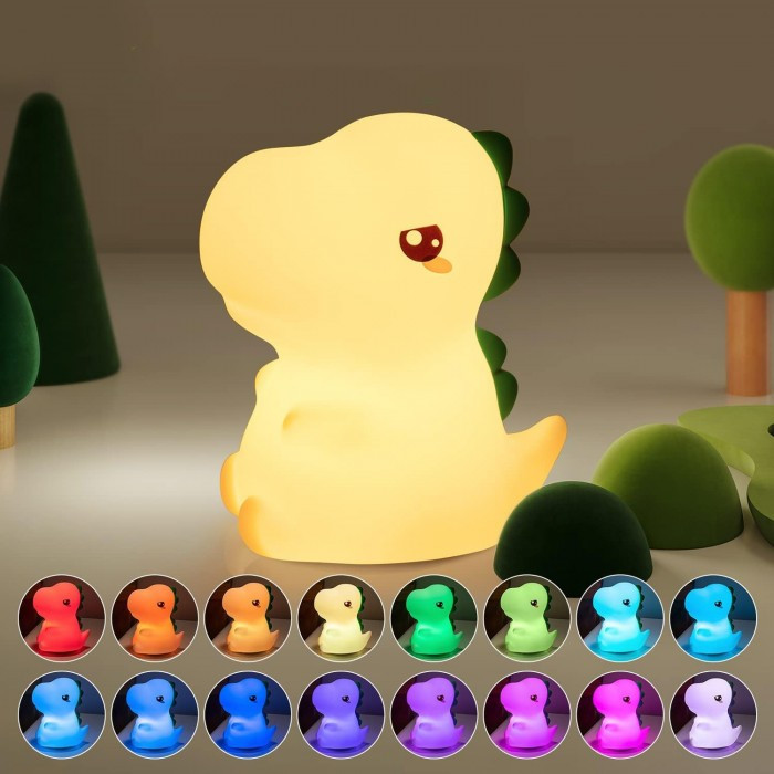 Дитячий акумуляторний нічний кабель RGB на 16 кольорів з пультом Динозавр, фото №1