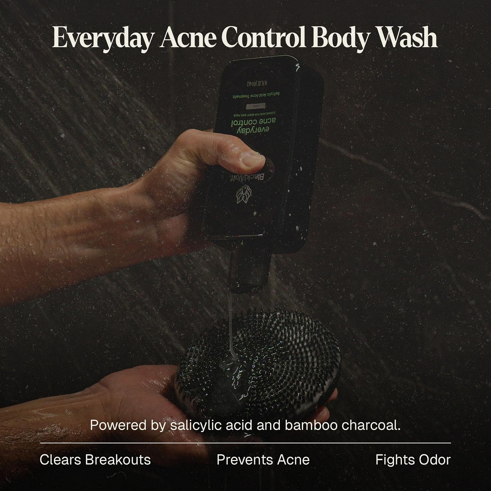 Засіб для миття тіла Black Wolf Charcoal Powder для чоловіків 10 фл. унц. З вугільним порошком та саліциловою кислотою для зменшення висипань та очищення шкіри Густа піна Без парабенів, фото №2