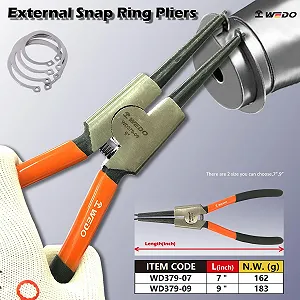 Плоскогубцы для внешних стопорных колец WEDO 9 дюймов, нескользящие ручки, CR-V сталь, с прочными пружинами synthetic.ua - Фото 1