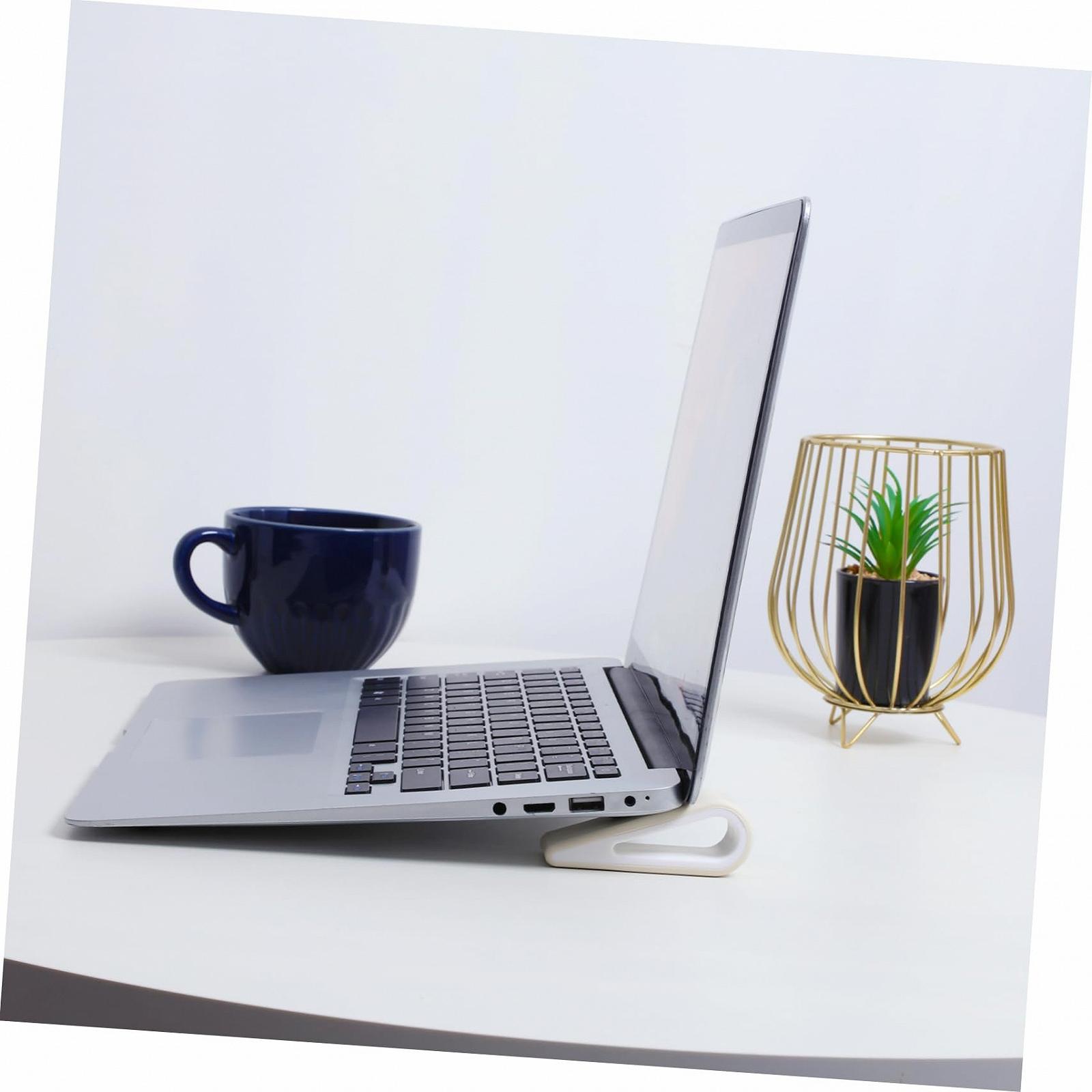 Підставка для ноутбука регульована по висоті міцна для ергономічної роботи як міні-охолоджувач для столу та ліжка біла (2 шт.), фото №4