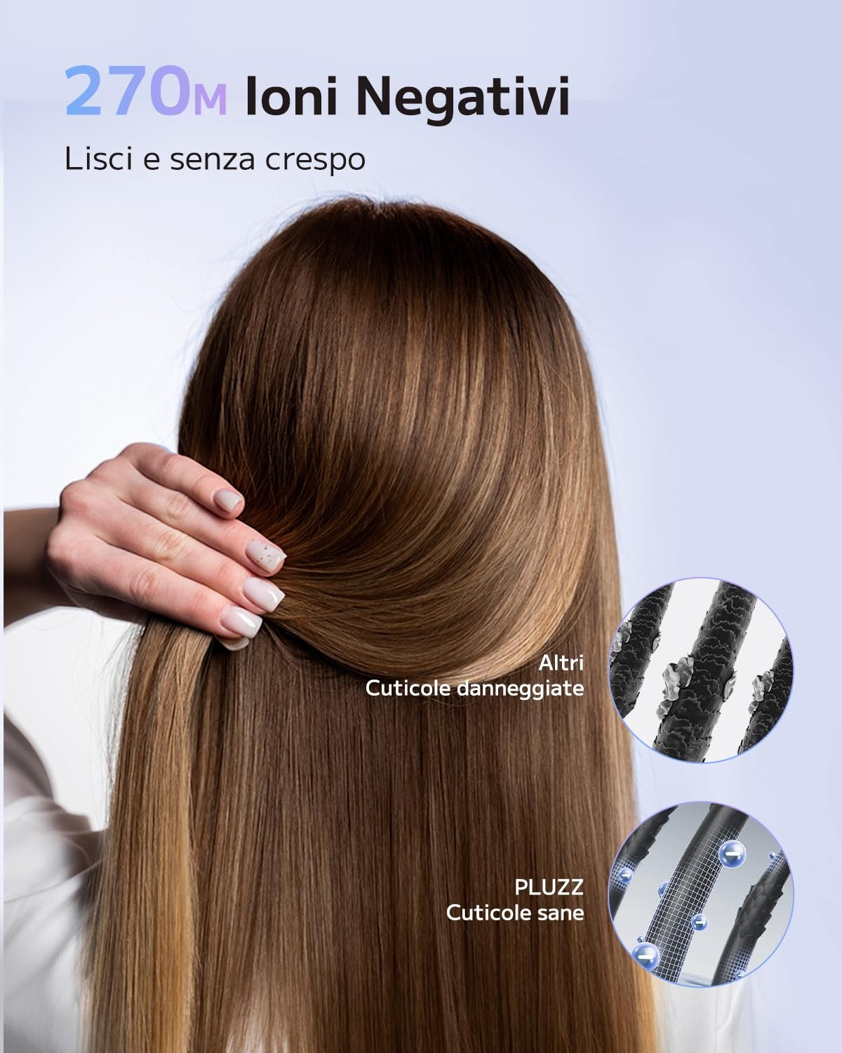 Фен PLUZZ 1600 Вт, 110000 об/мин, портативный, ионный, белый перламутровый, фото №5