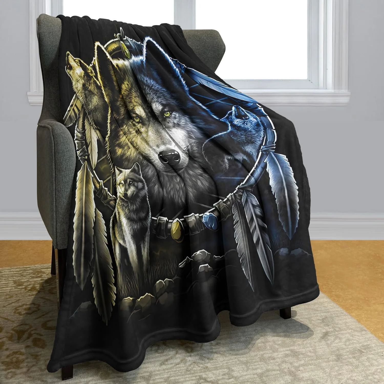 Одеяло YISUMEI Фланель Волк Mandela, 150 x 200 см, фото №2