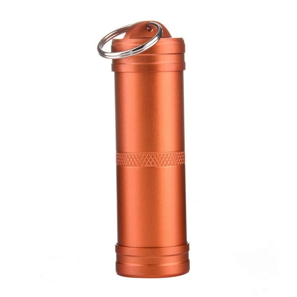 Органайзер для таблеток алюмінієвий водонепроникний, помаранчевий (1 шт), фото №1