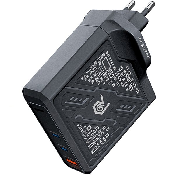 Швидка GaN зарядка 65W REMAX RP-U108 2xType-C + 1xUSB-A Чорний, фото №1