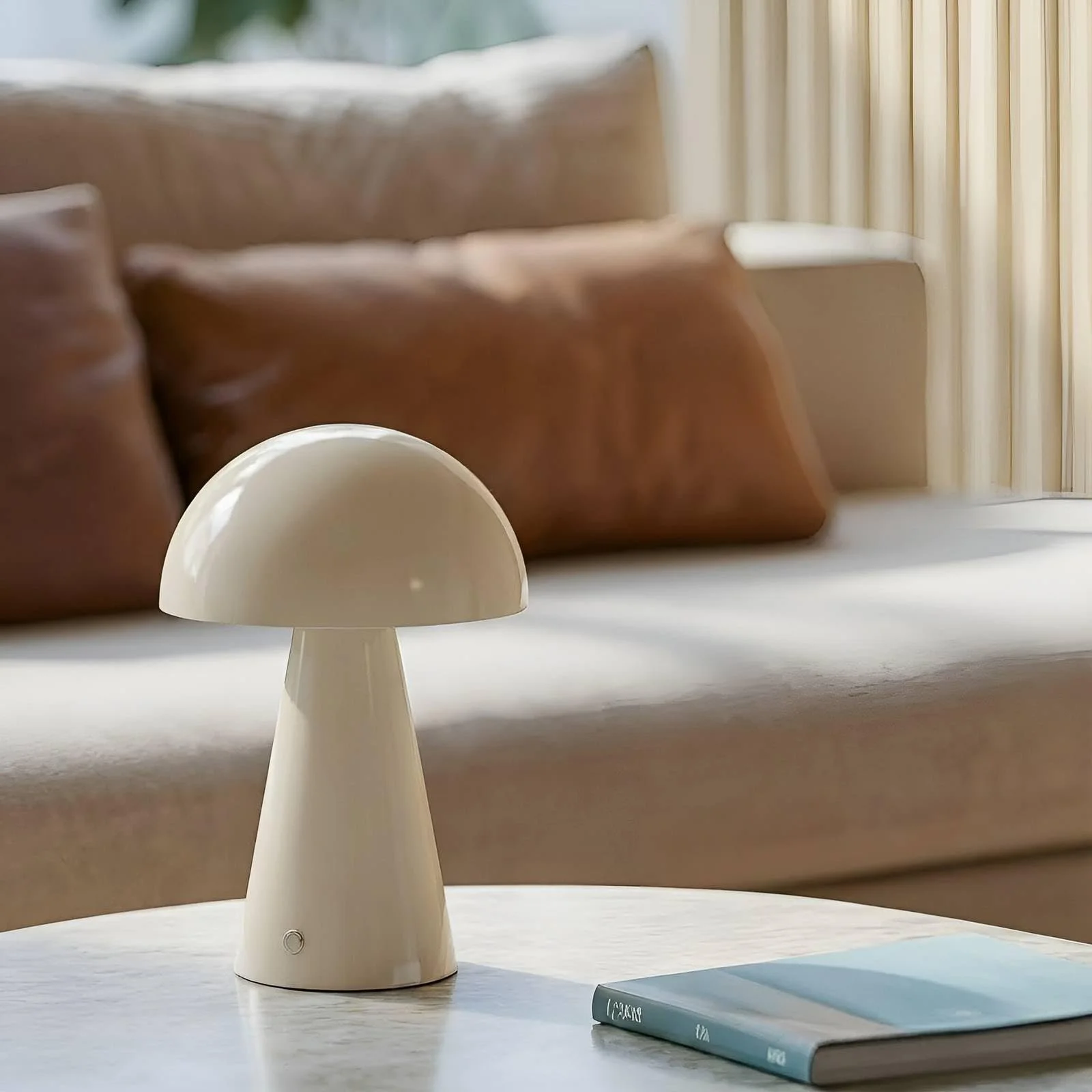 Настільна лампа Lindby Nevijomit LED USB Димування Метал Кремовий, фото №4