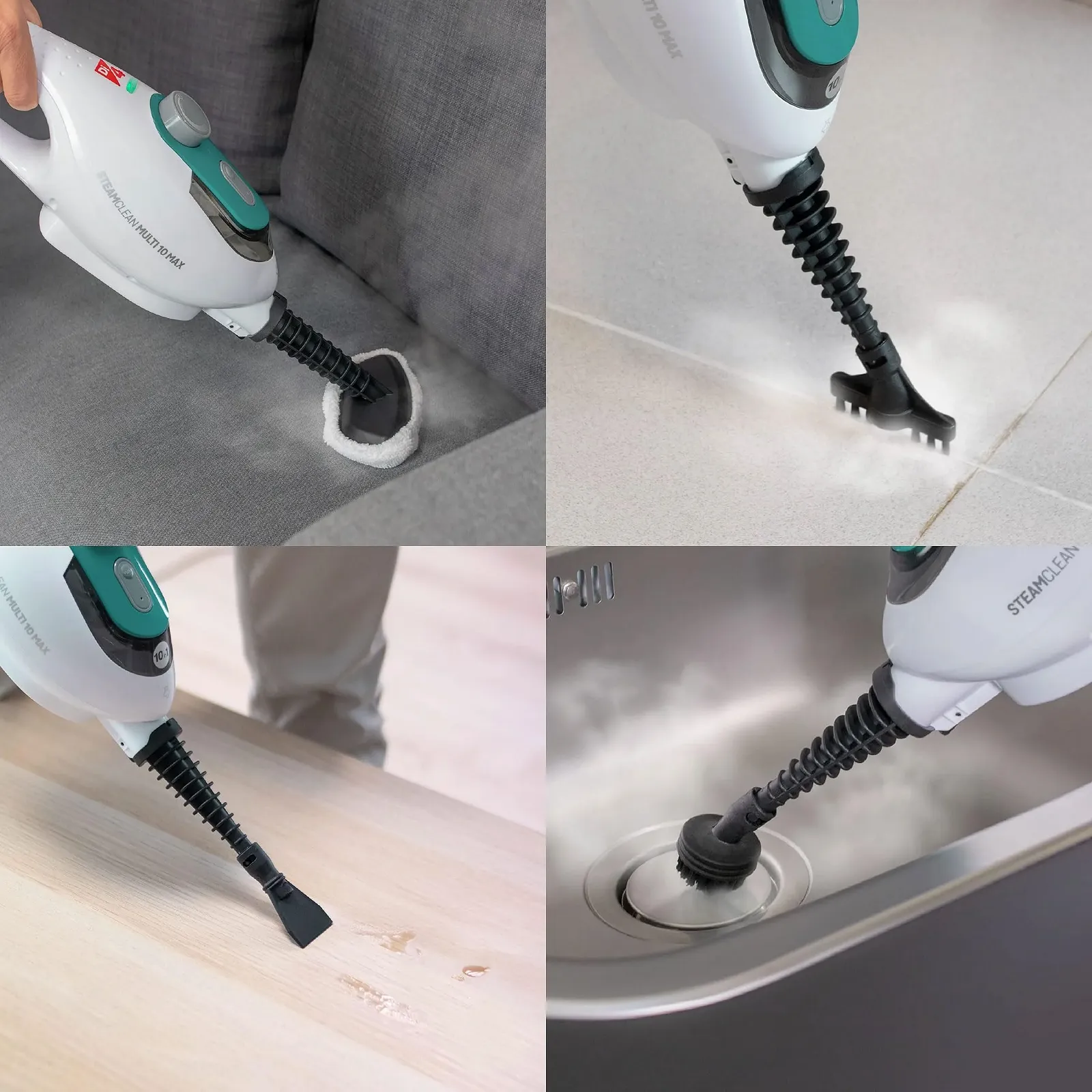 Паровая швабра Di4 Steamclean Multifunction 10-в-1, 1500 Вт, насадки и чехол из микрофибры, экологическая уборка, фото №5