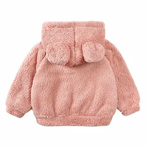 Куртка Teddy Fleece Детская Зимняя для девочек с капюшоном, ушками медвежонка, молнией, мягкая плюшевая теплая флисовая переходная куртка 1-7 лет synthetic.ua - Фото 1