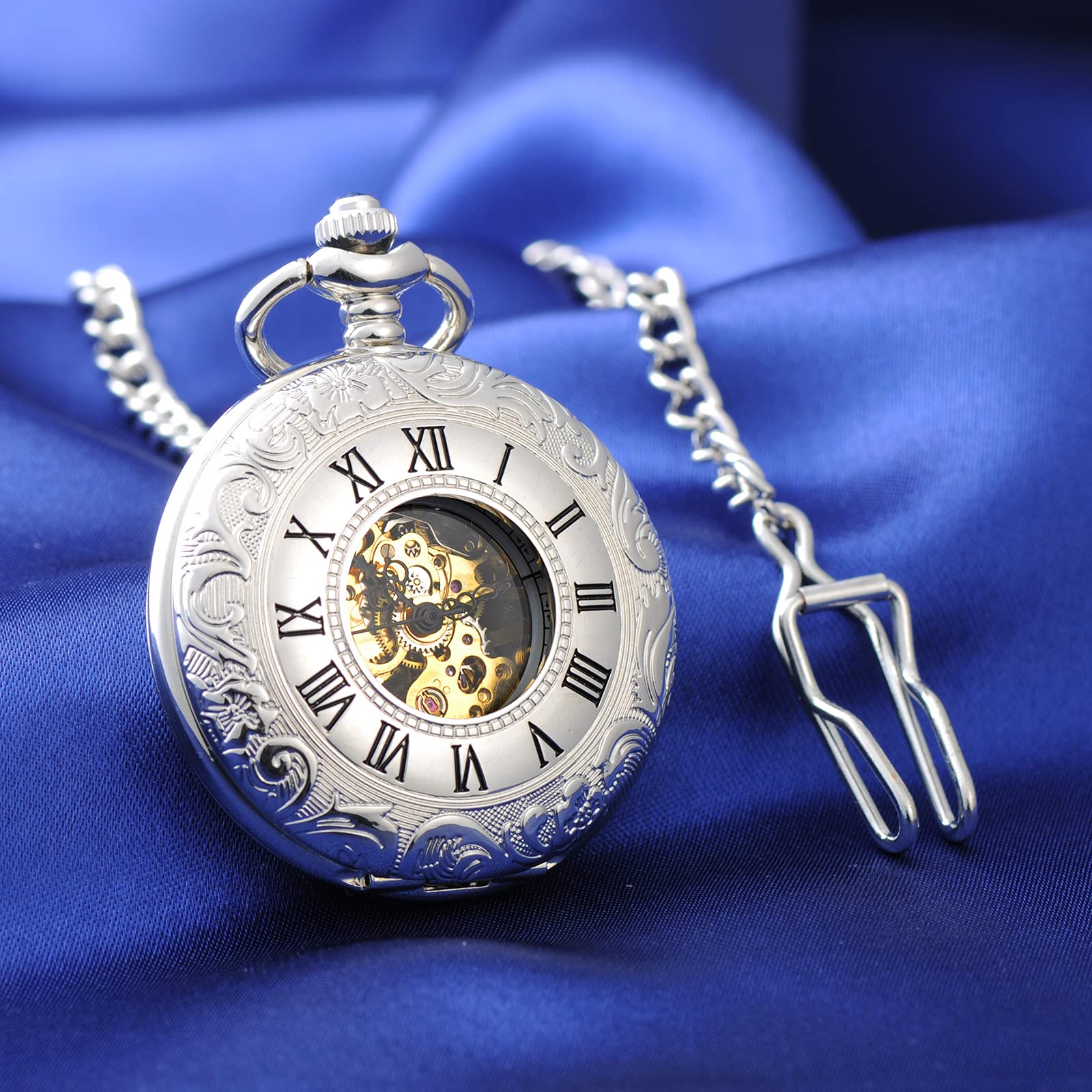 Годинник SUPBRO Pocket Watch Аналогові Механічний Ланцюг Unisex Сріблястий Класичний, фото №3