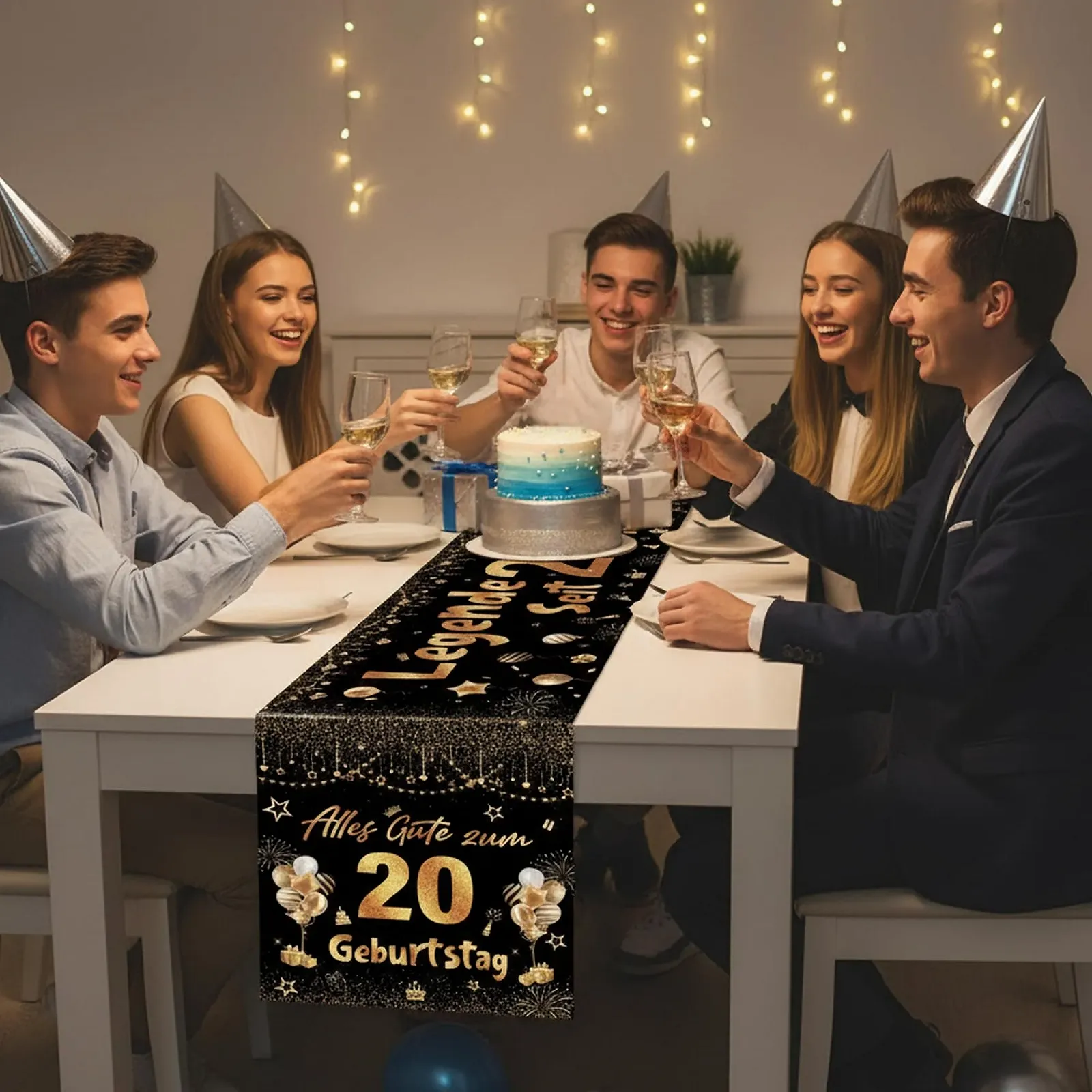 Дорожка на стіл Legend for 20 years на 20-річчя 180 х 35 см Чорно-золота, фото №3 Дорожка на стіл Legend for 20 years на 20-річчя 180 х 35 см Чорно-золота, фото №3